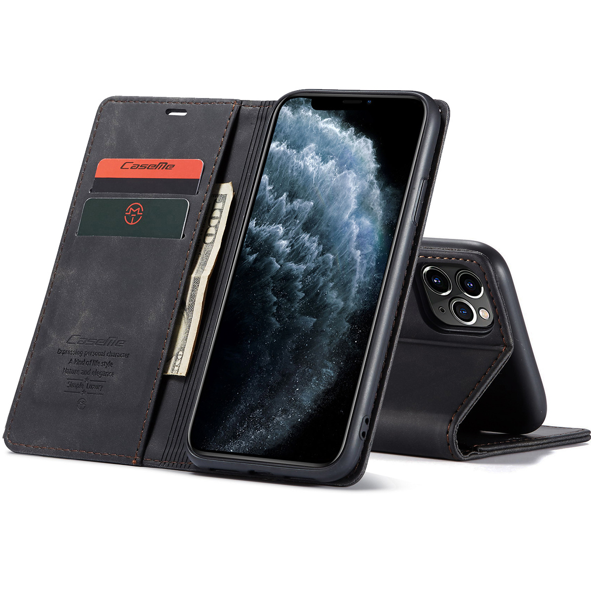 CaseMe plånboksfodral till iPhone 11 Pro, svart