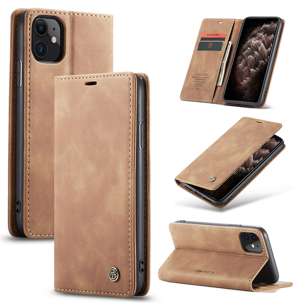 CaseMe plånboksfodral, iPhone 11, brun