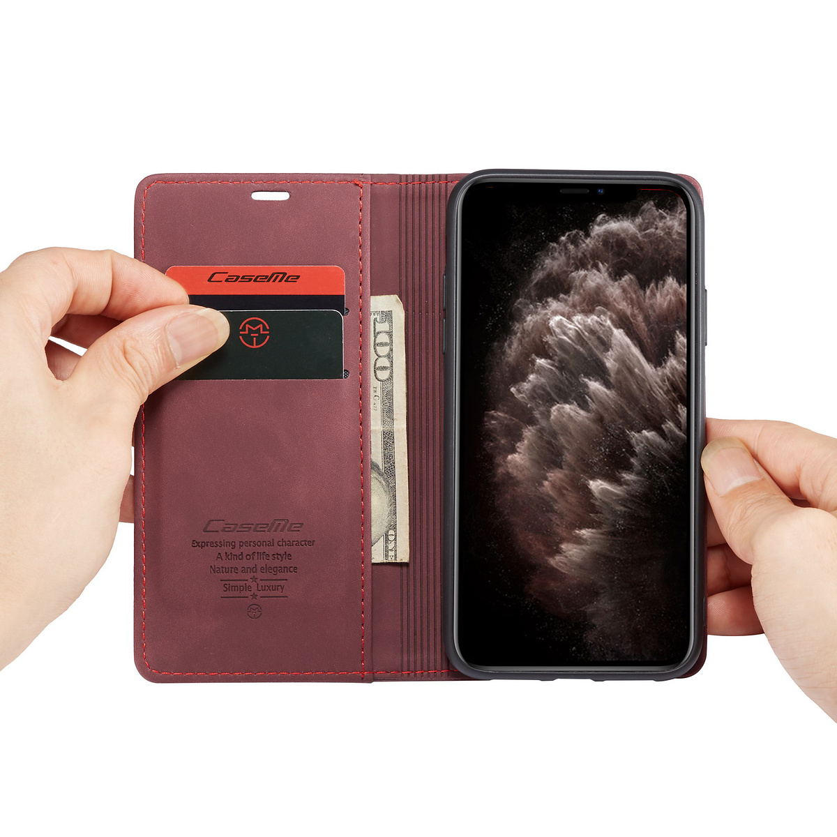 CaseMe plånboksfodral, iPhone 11, vinröd