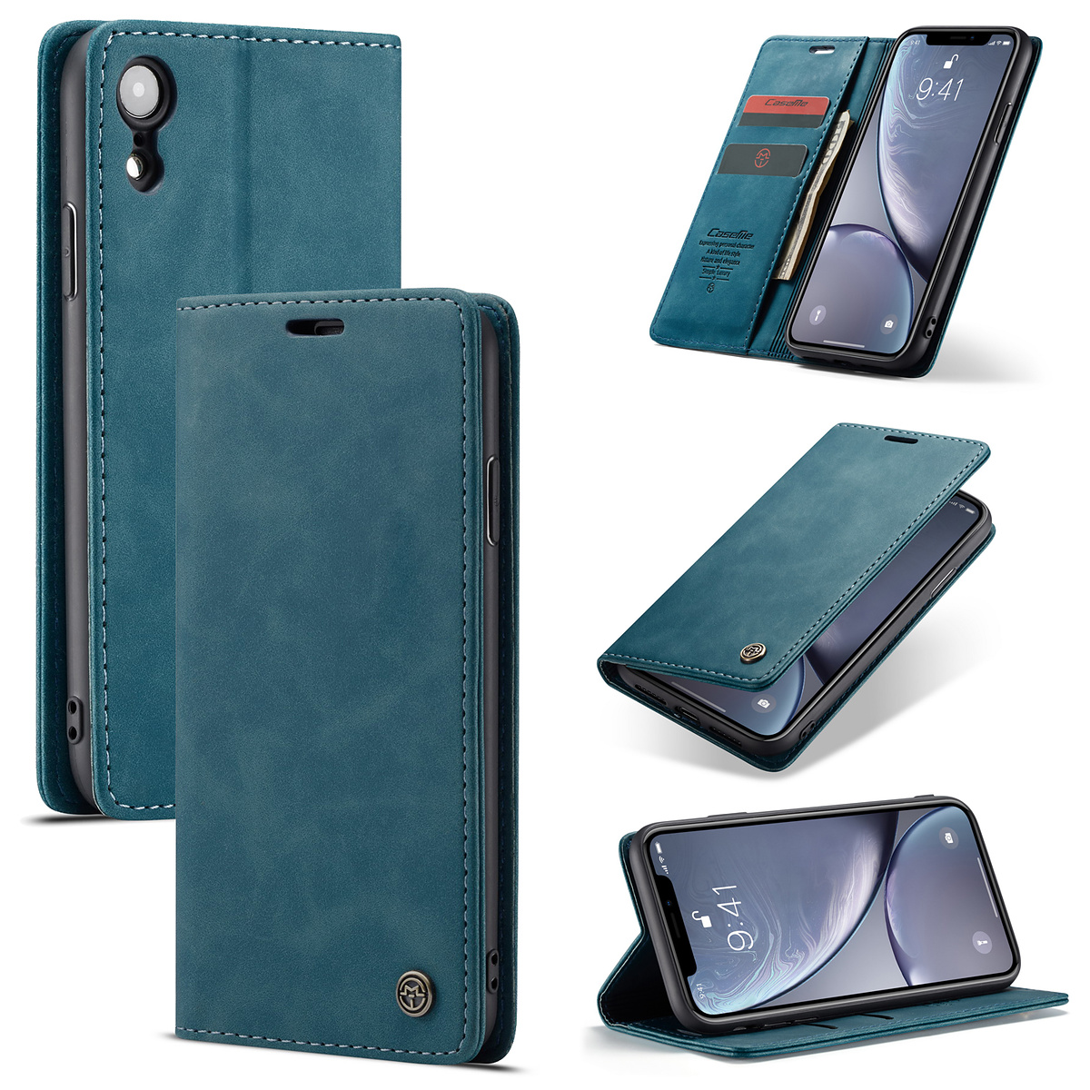 CaseMe plånboksfodral med ställ till iPhone XR, blå