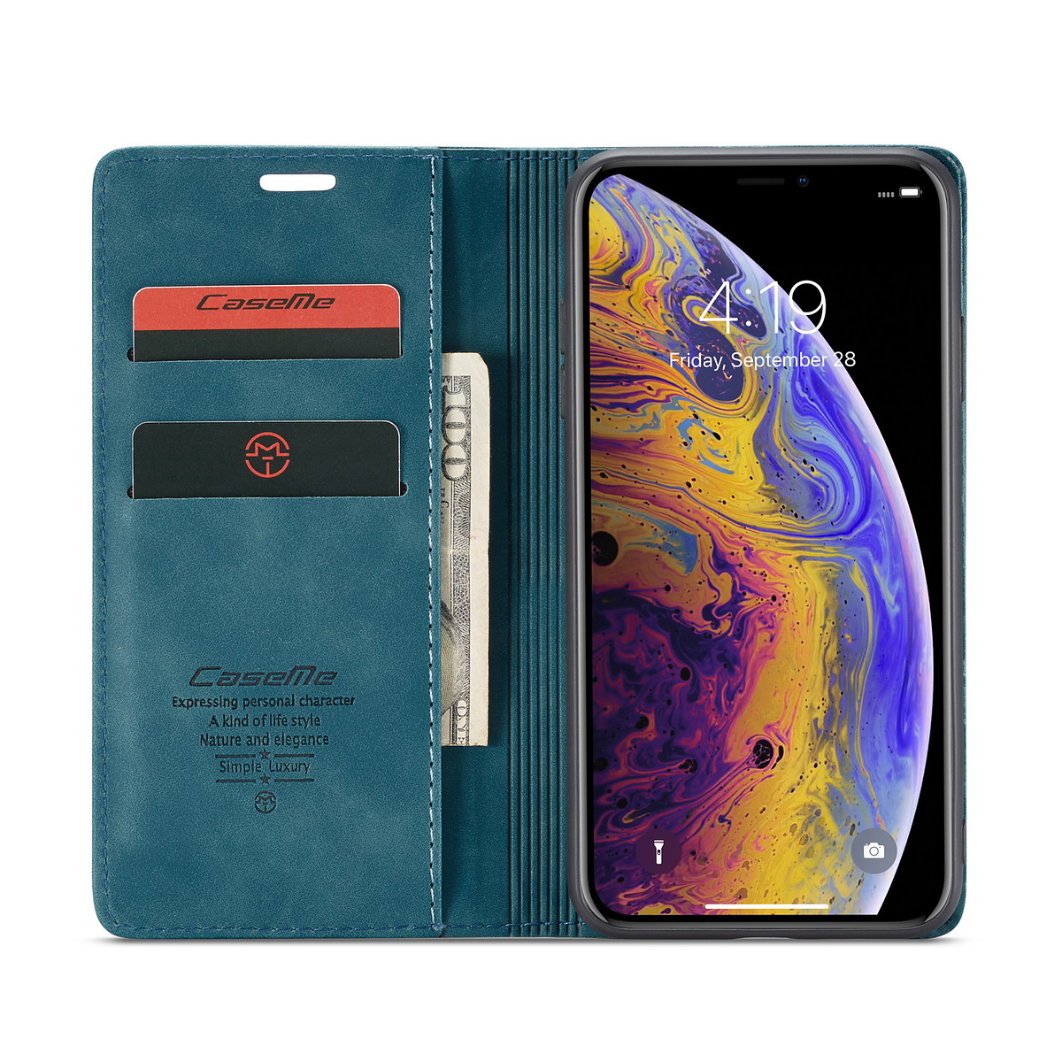CaseMe plånboksfodral, iPhone X/XS, blå