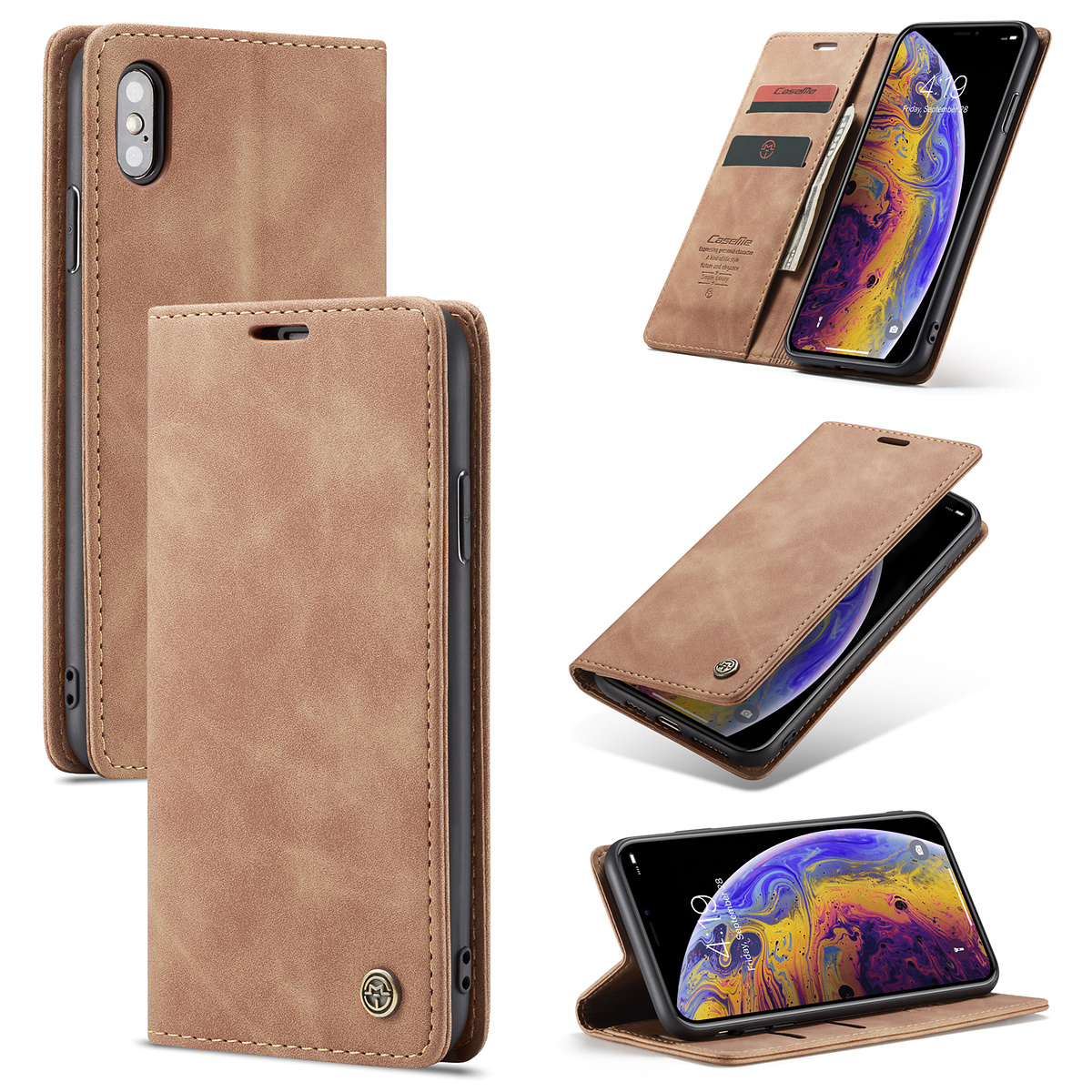 CaseMe plånboksfodral, iPhone X/XS, brun