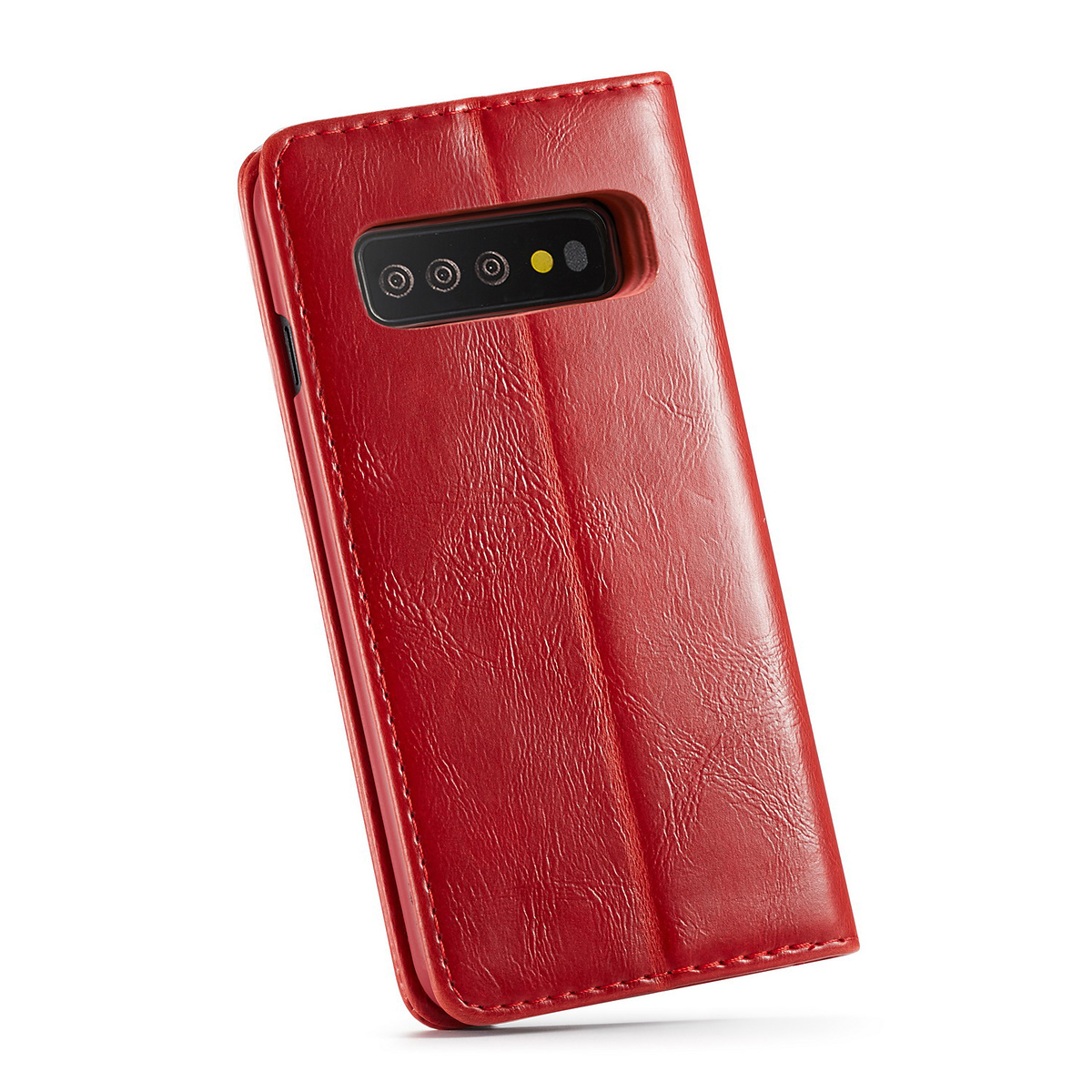 CaseMe läderfodral, ställ, Samsung Galaxy S10 Plus, röd