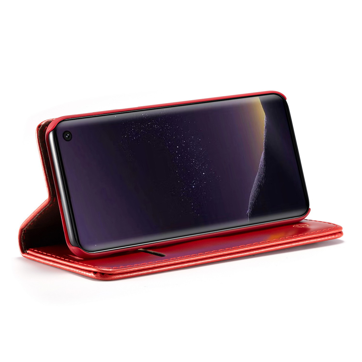 CaseMe läderfodral, ställ, Samsung Galaxy S10E, röd