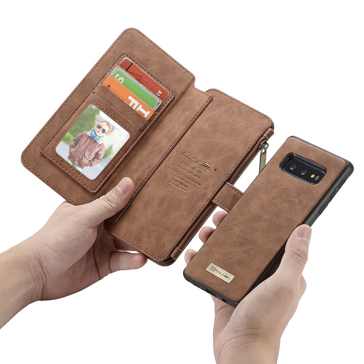 CaseMe plånboksfodral med magnetskal, Samsung Galaxy S10E, brun