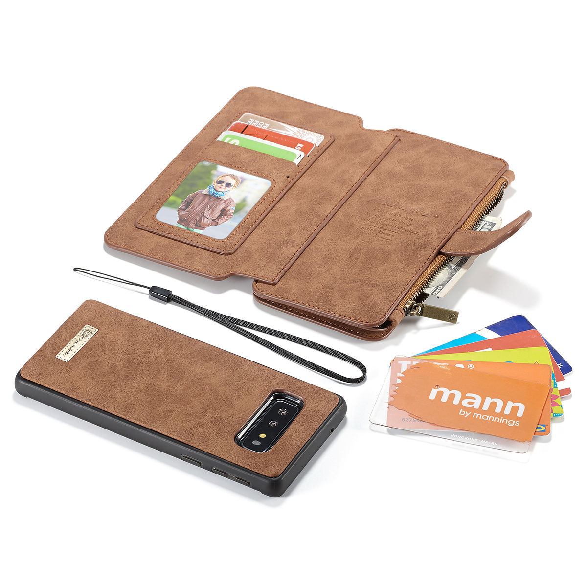 CaseMe plånboksfodral med magnetskal, Samsung Galaxy S10E, brun