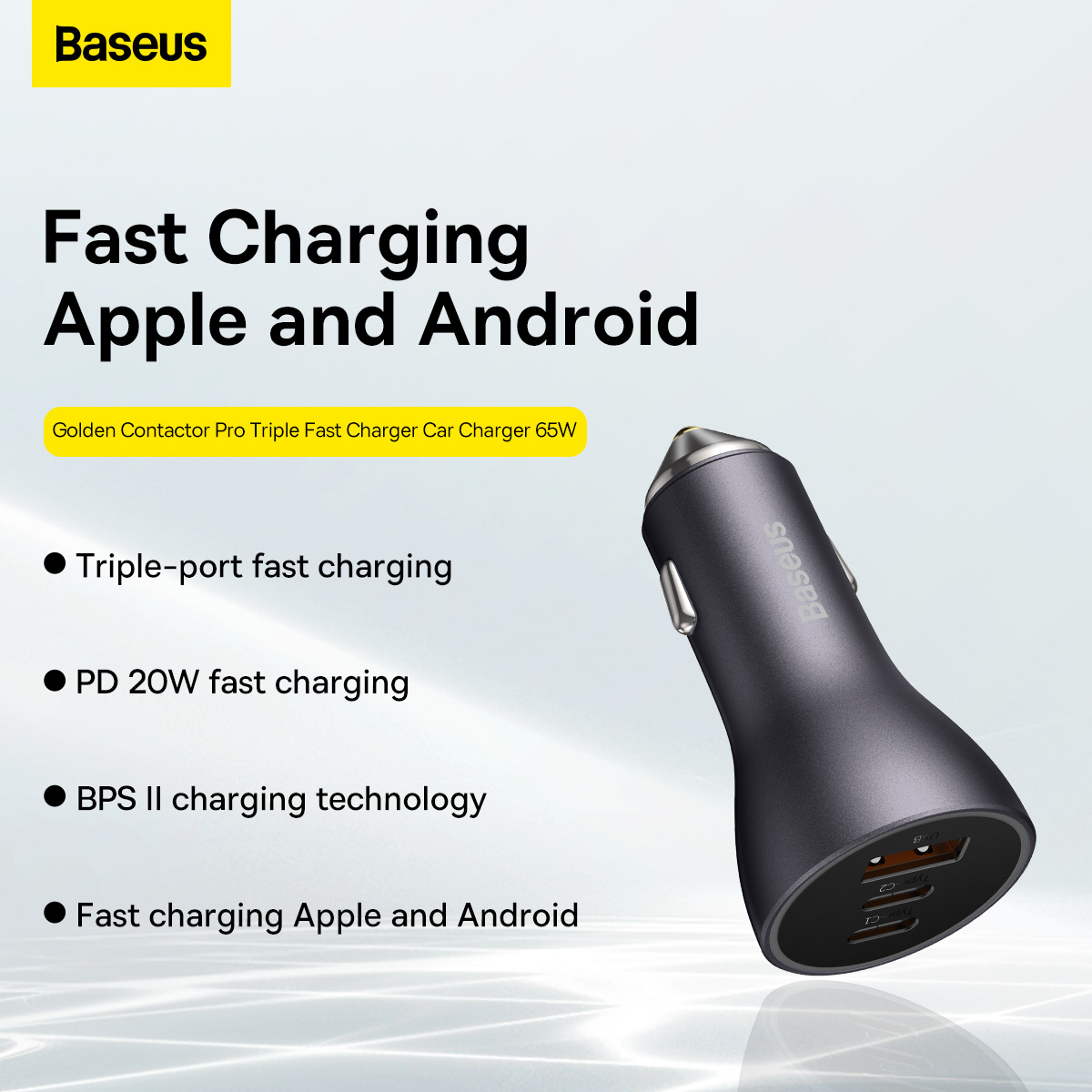 Baseus CCCJDZ65-UC Golden Contactor Pro USB+USB-C billaddare