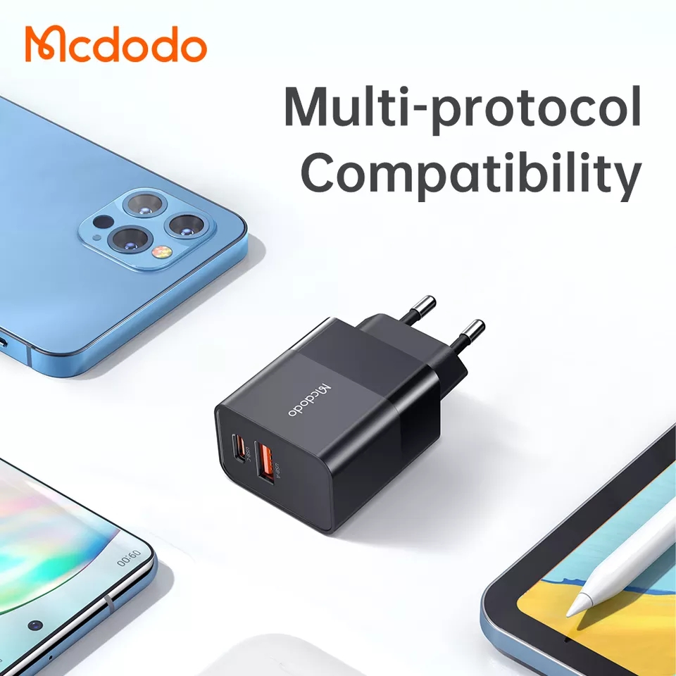 McDodo CH-1951 USB+USB-C väggladdare, 20W, svart