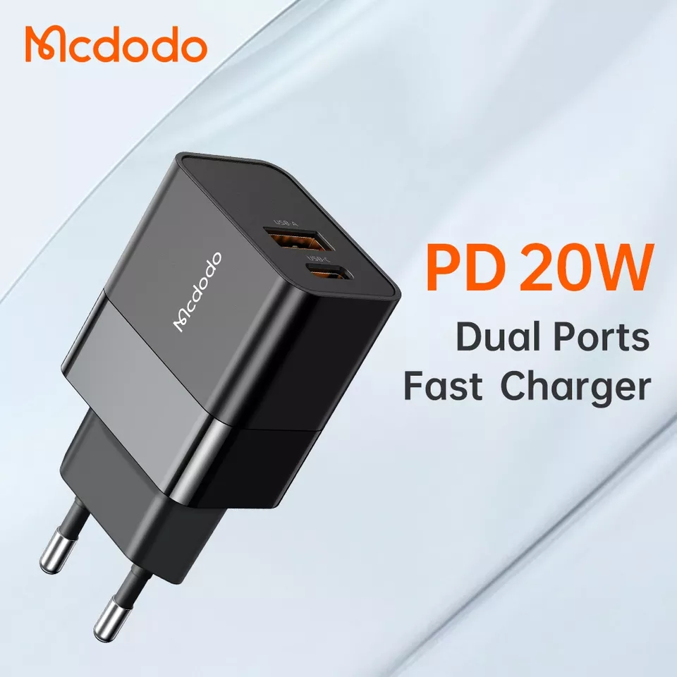 McDodo CH-1951 USB+USB-C väggladdare, 20W, svart