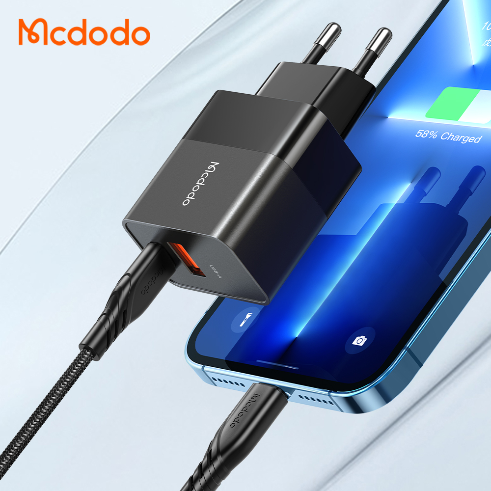 McDodo CH-1952 USB+USB-C väggladdare med kabel, PD, 20W, 1.2m