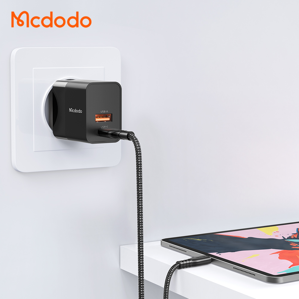 McDodo CH-1952 USB+USB-C väggladdare med kabel, PD, 20W, 1.2m