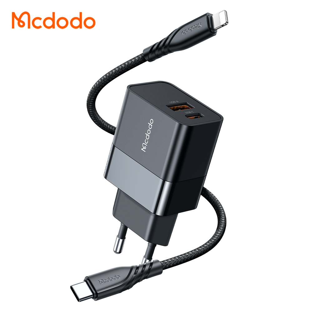McDodo CH-1952 USB+USB-C väggladdare med kabel, PD, 20W, 1.2m