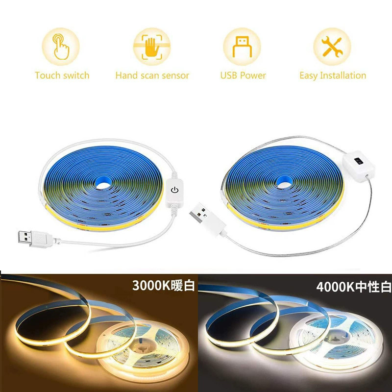 Sömlös och klippbar COB-ljusslinga med touch-kontroll, 24V, 3m