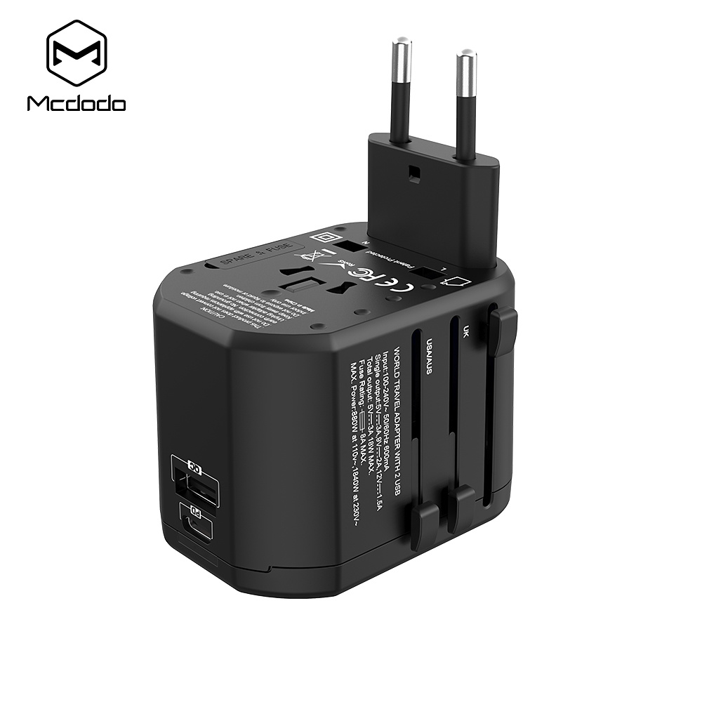 McDodo Reseadapter med snabbladdning, PD, QC3.0, 18W