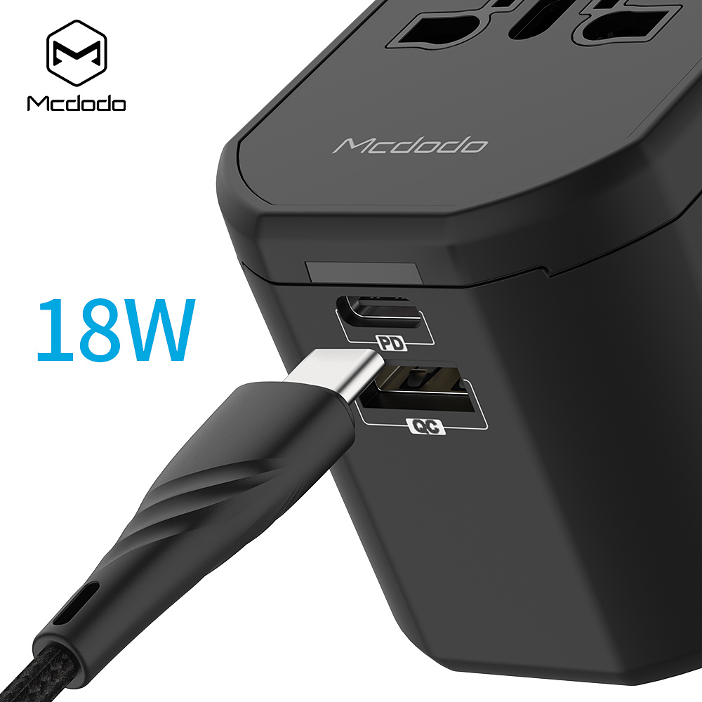 McDodo Reseadapter med snabbladdning, PD, QC3.0, 18W