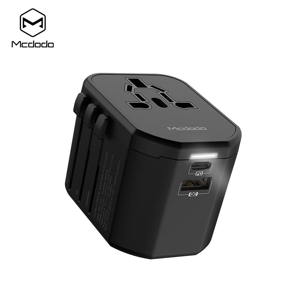 McDodo Reseadapter med snabbladdning, PD, QC3.0, 18W