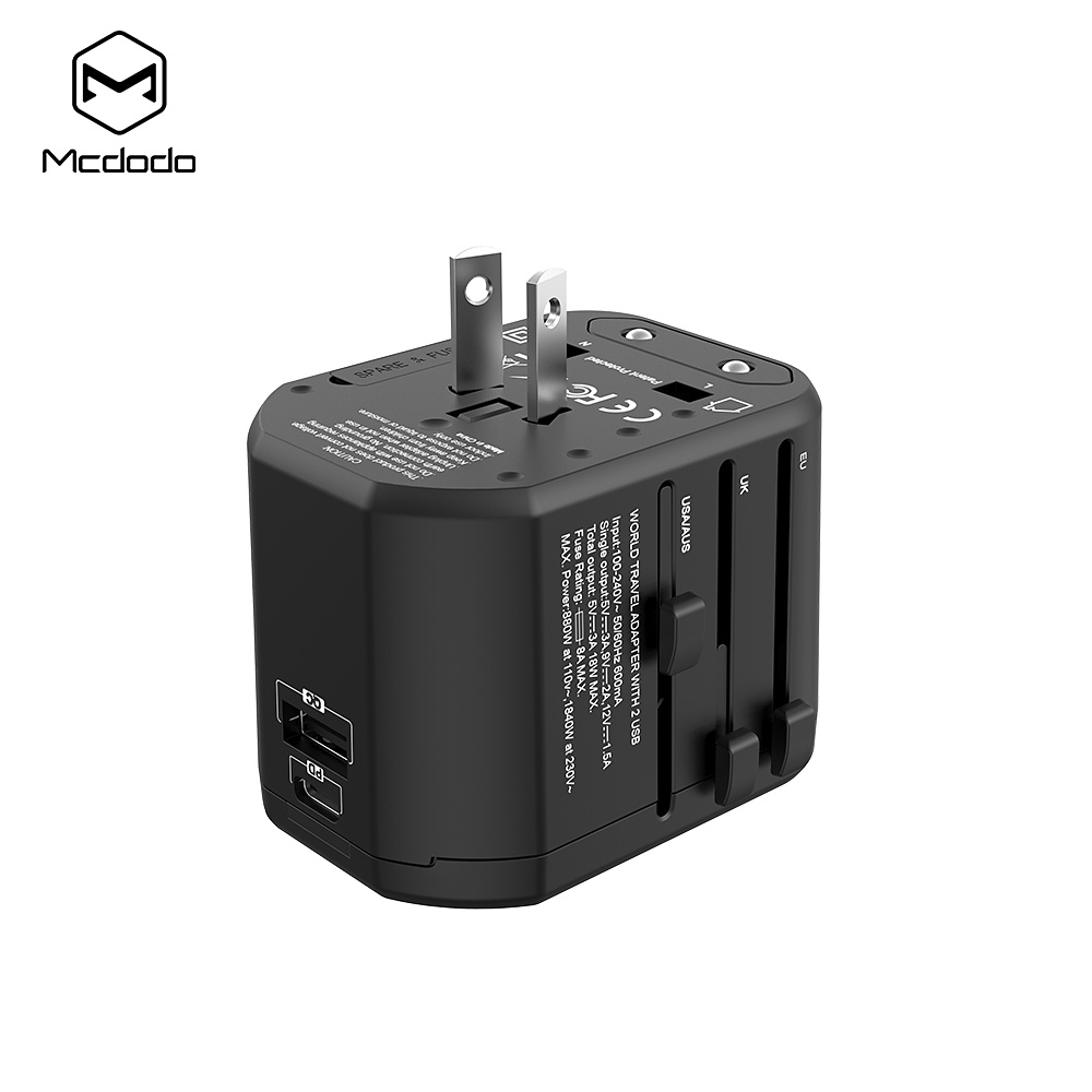 McDodo Reseadapter med snabbladdning, PD, QC3.0, 18W