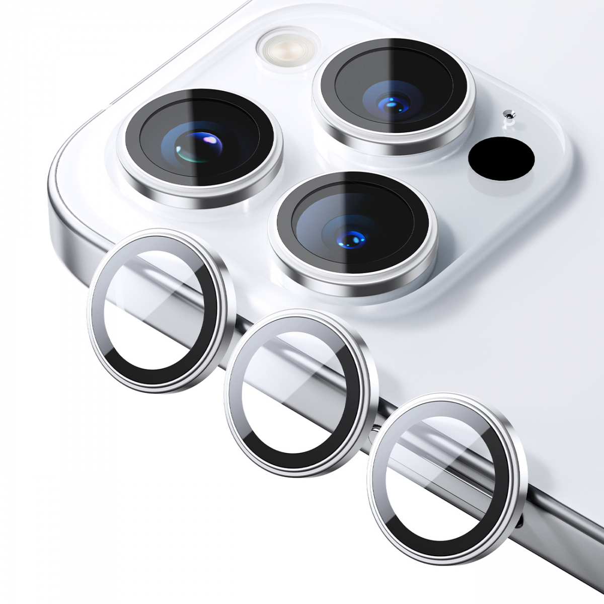 Skärmskydd för kameralinsen till iPhone 17 Pro/Pro Max, silver