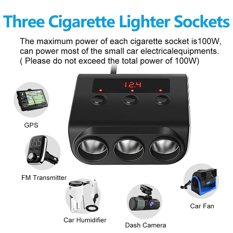 Billaddare för cigarettuttaget, 4st USB-uttag