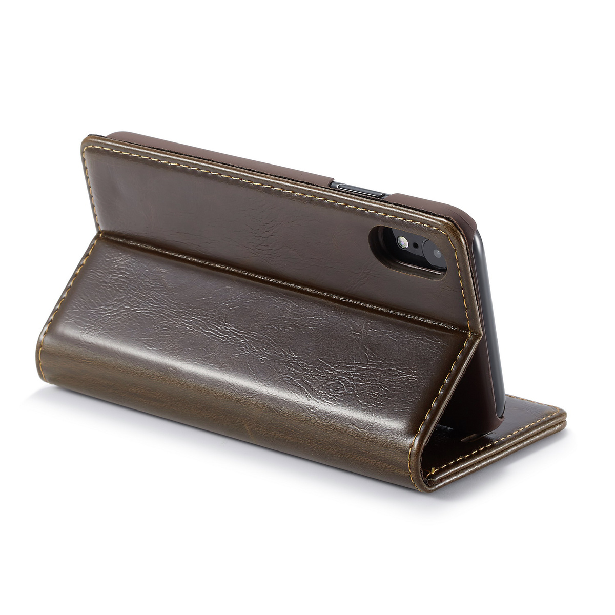 CaseMe läderfodral, ställ, iPhone XR, brun