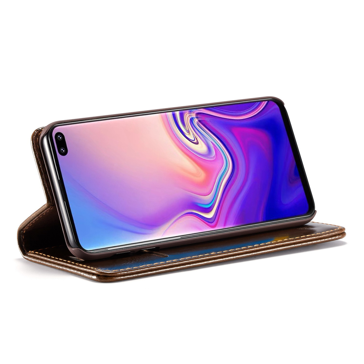 CaseMe Crazy Horse fodral, ställ, Samsung Galaxy S10 Plus, svart