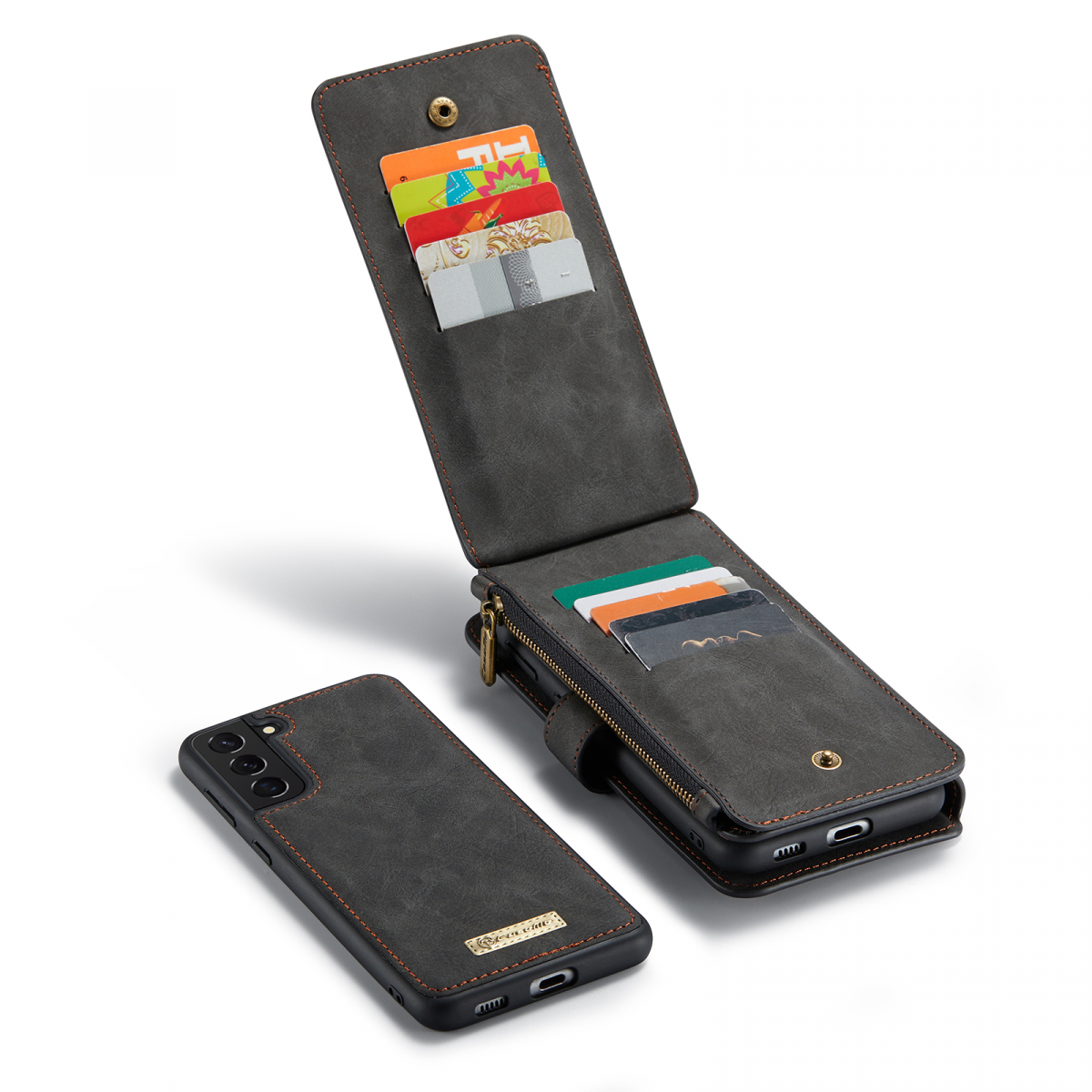 CaseMe 007 plånboksfodral med magnetskal, Samsung S21+, svart