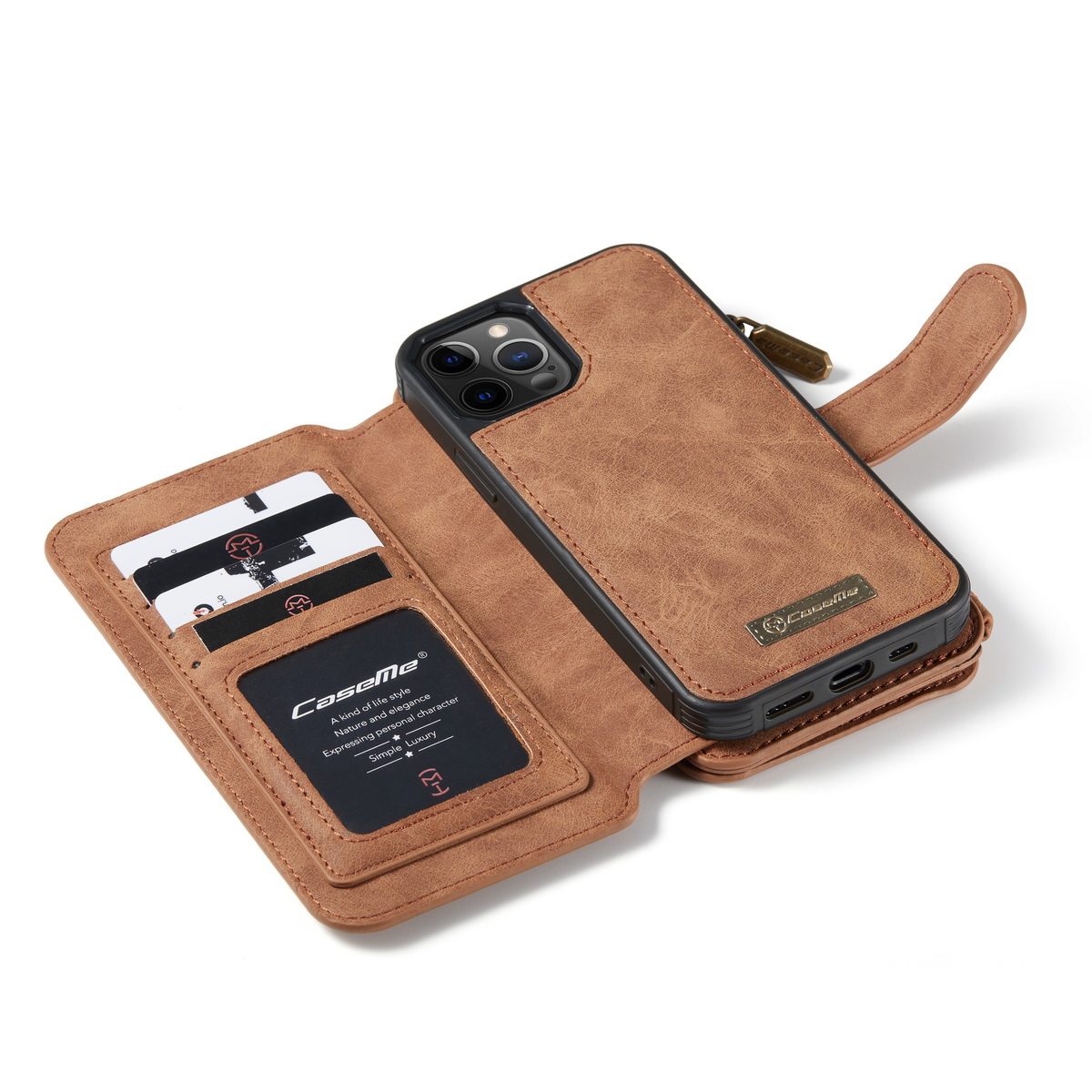 CaseMe läderfodral med magnetskal, iPhone 12 Pro Max, brun