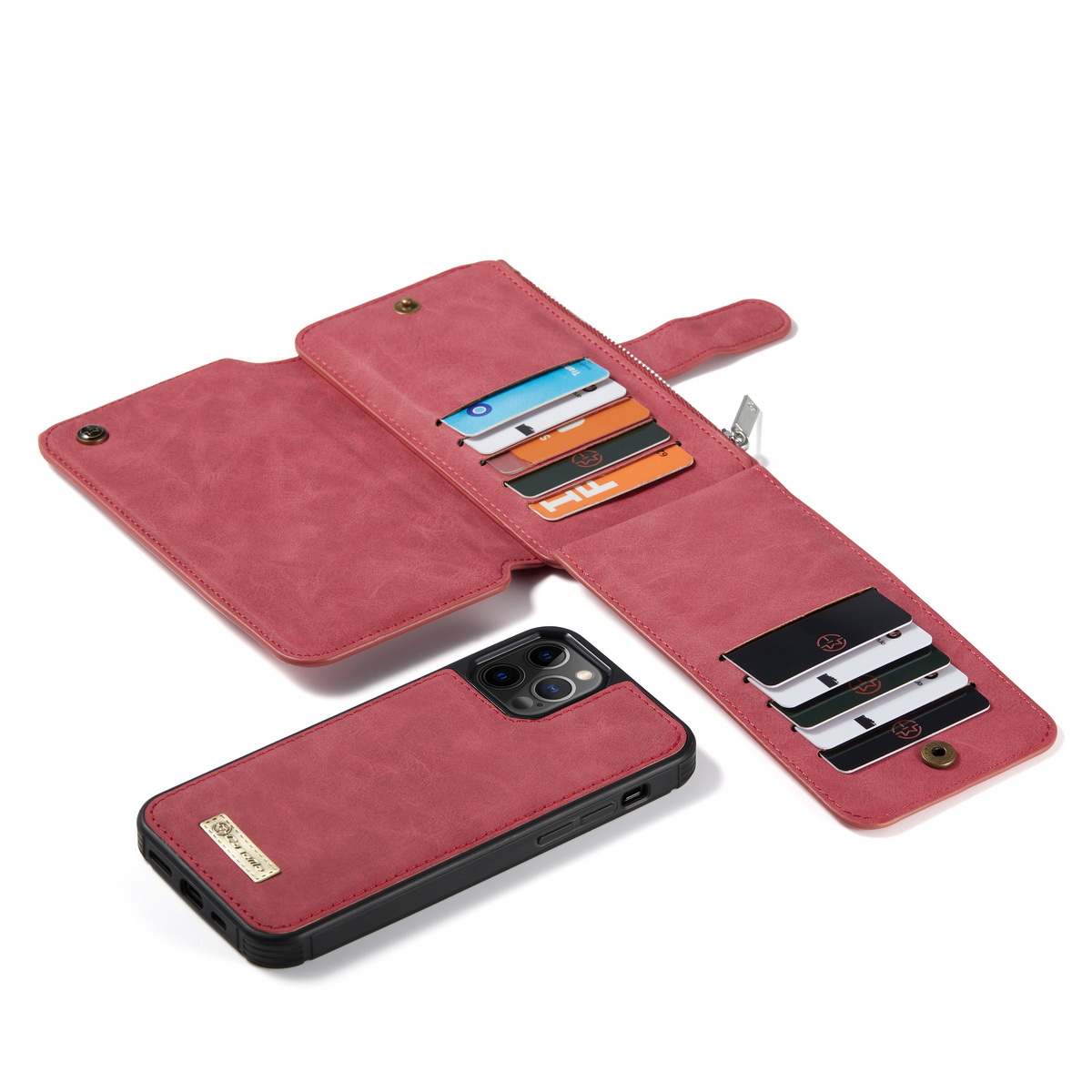 CaseMe läderfodral med magnetskal, iPhone 12 Pro Max, röd