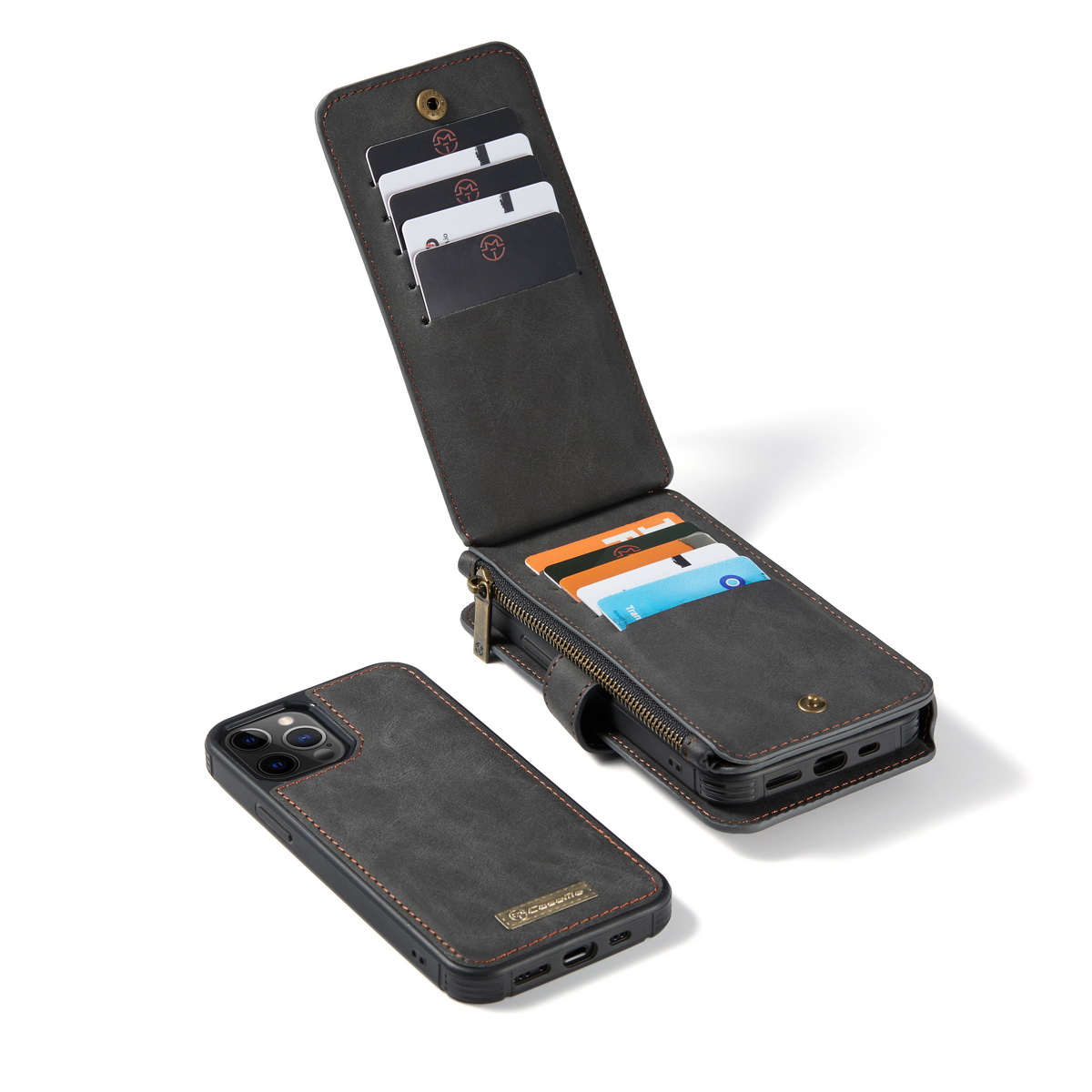 CaseMe läderfodral med magnetskal, iPhone 12/12 Pro, svart
