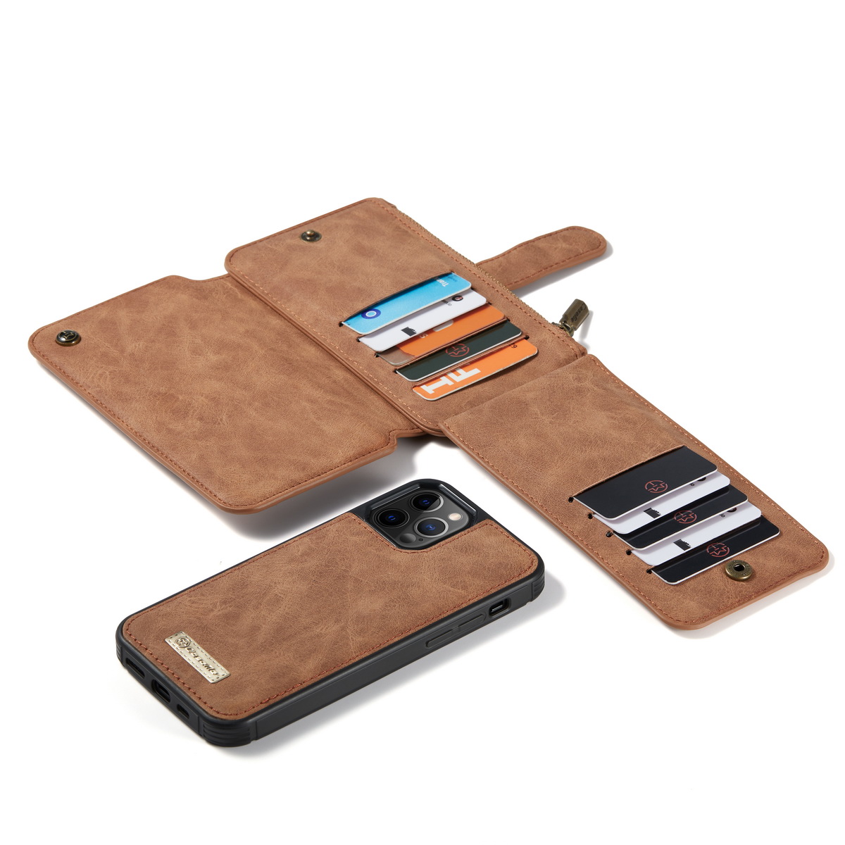 CaseMe läderfodral med magnetskal, iPhone 12/12 Pro, brun