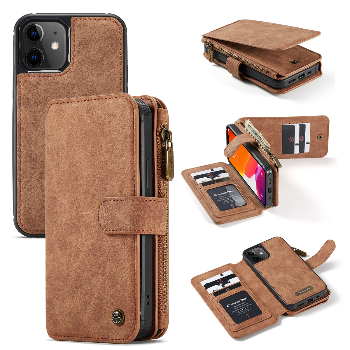 CaseMe läderfodral med magnetskal, iPhone 12 Mini, brun