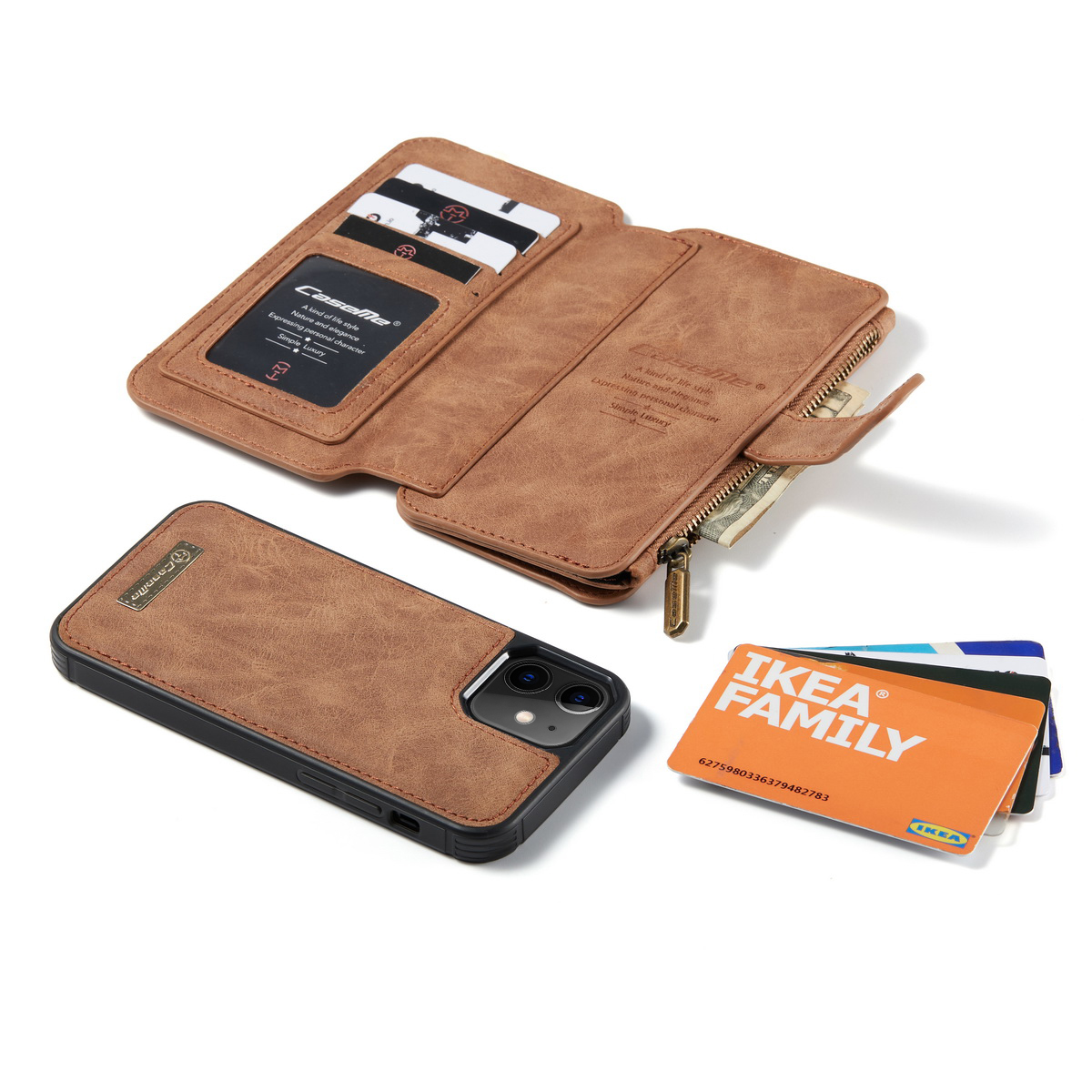 CaseMe läderfodral med magnetskal, iPhone 12 Mini, brun