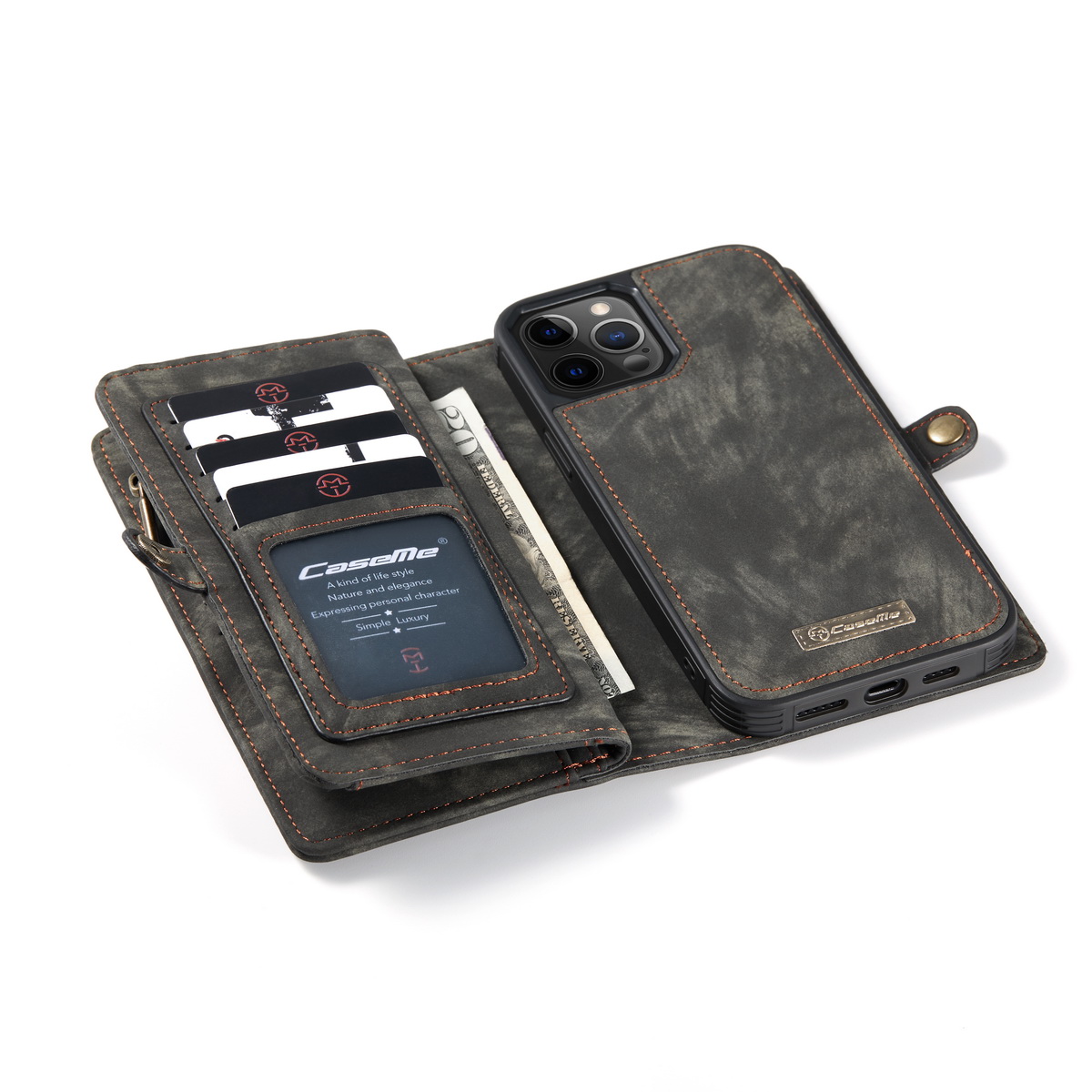 CaseMe 008 Series läderfodral, iPhone 12 Pro Max, svart