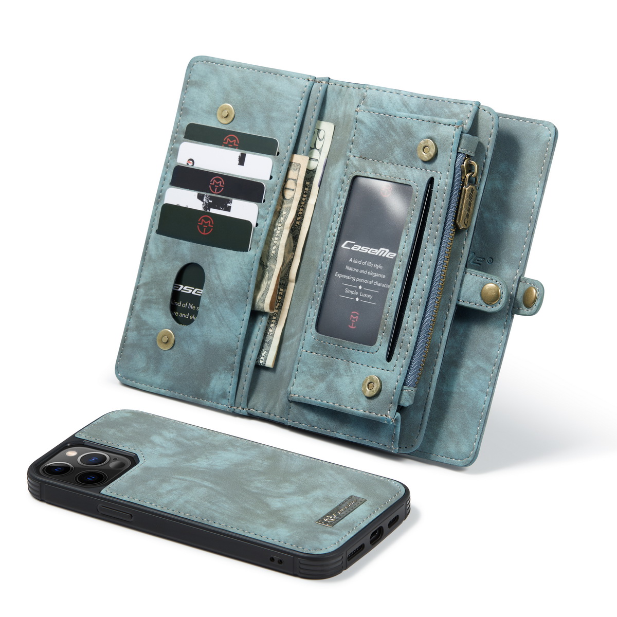 CaseMe 008 Series läderfodral, iPhone 12 Pro Max, blå