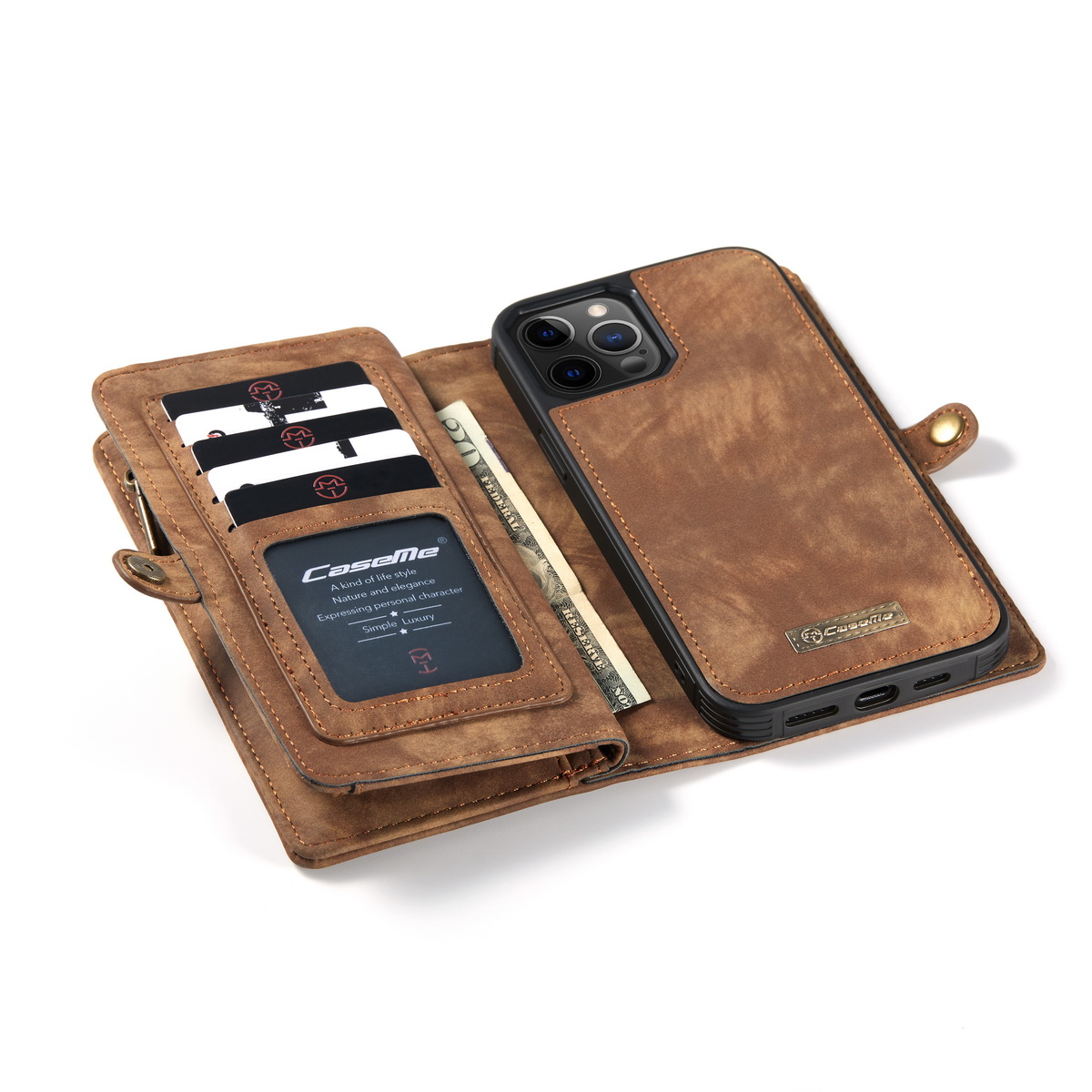 CaseMe 008 Series läderfodral, iPhone 12 Pro Max, brun
