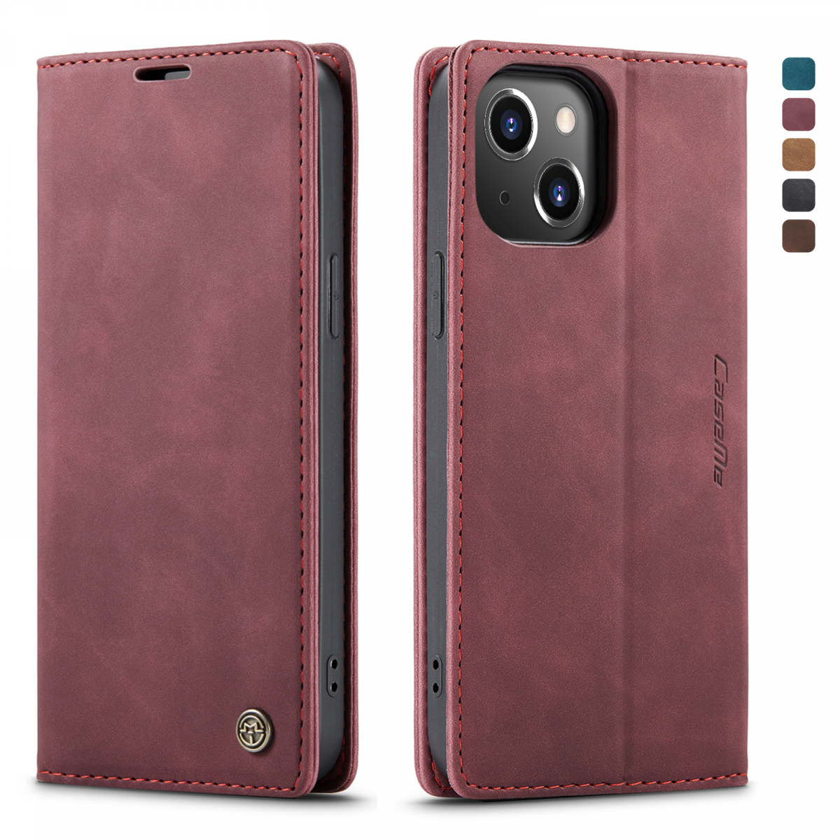 CaseMe 013 Series läderfodral till iPhone 14 Pro Max, röd