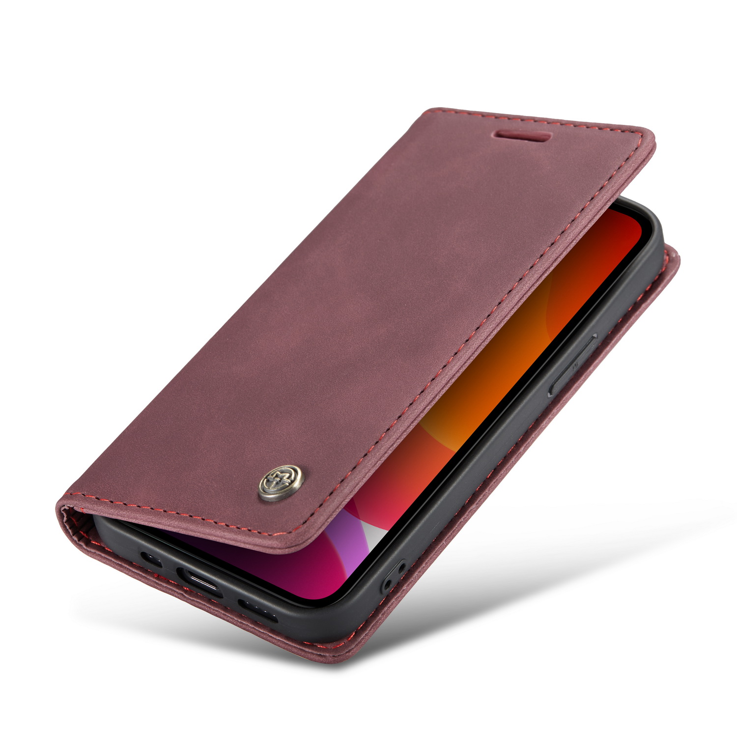CaseMe 013 Series läderfodral till iPhone 12/12 Pro, röd