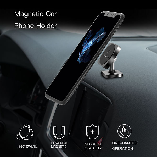 CaseMe 360° bilhållare för smartphones, instrumentbräda, svart