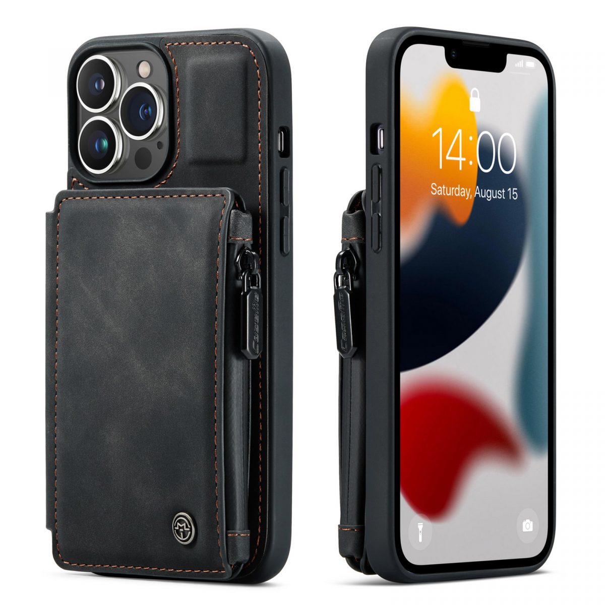 CaseMe C20 Series läderfodral till iPhone 13 Pro Max, svart