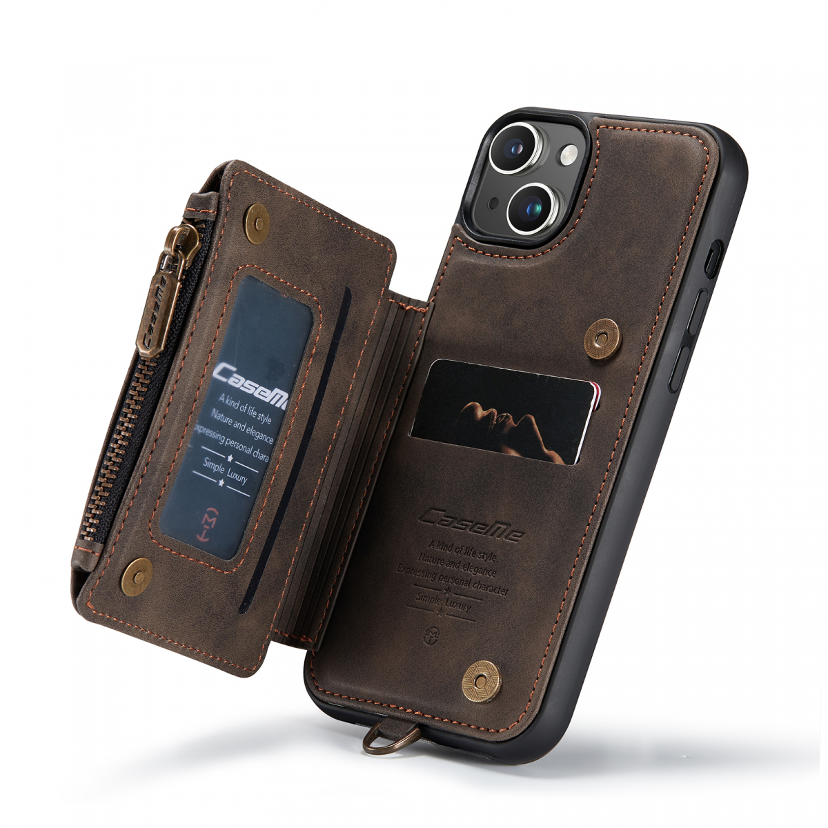 CaseMe C20 Series läderfodral till iPhone 14, svart