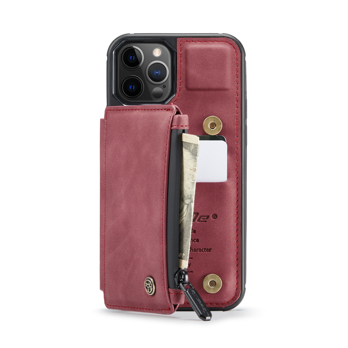 CaseMe C20 Series läderfodral till iPhone 12 Pro Max, röd