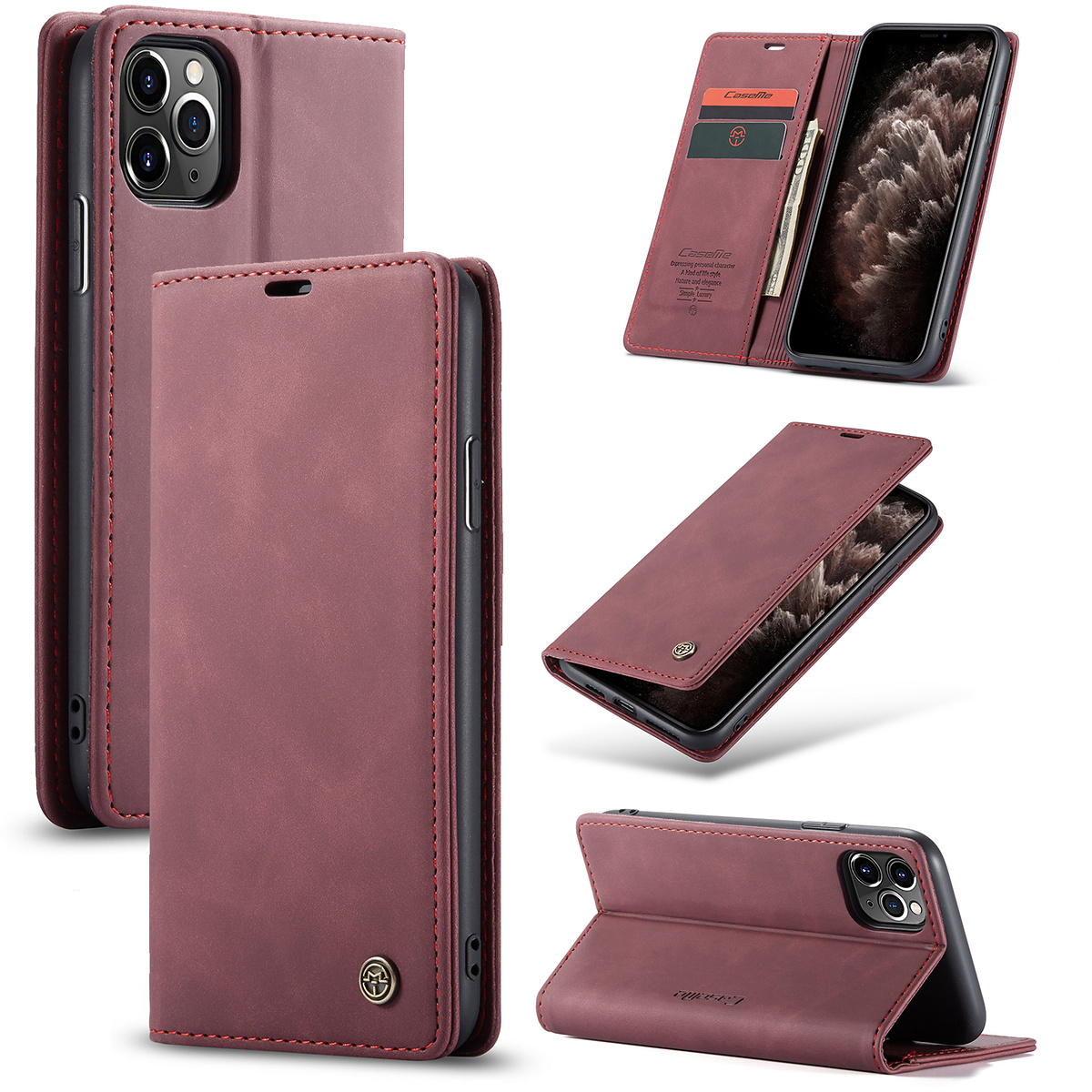 CaseMe plånboksfodral till iPhone 11 Pro, vinröd