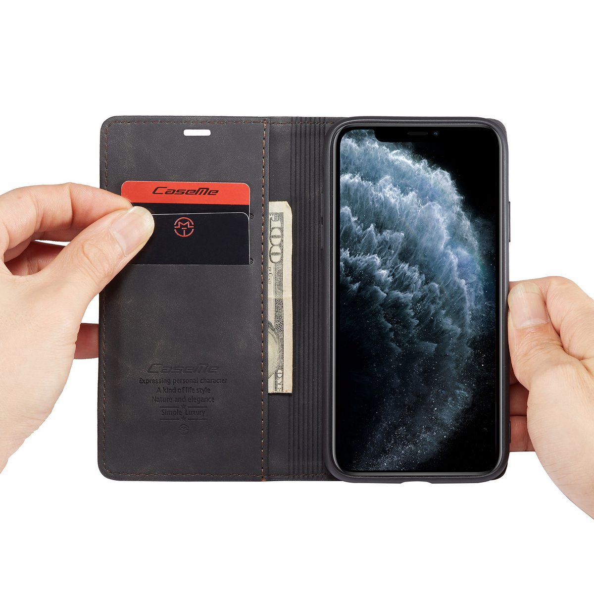 CaseMe plånboksfodral, iPhone 11, svart