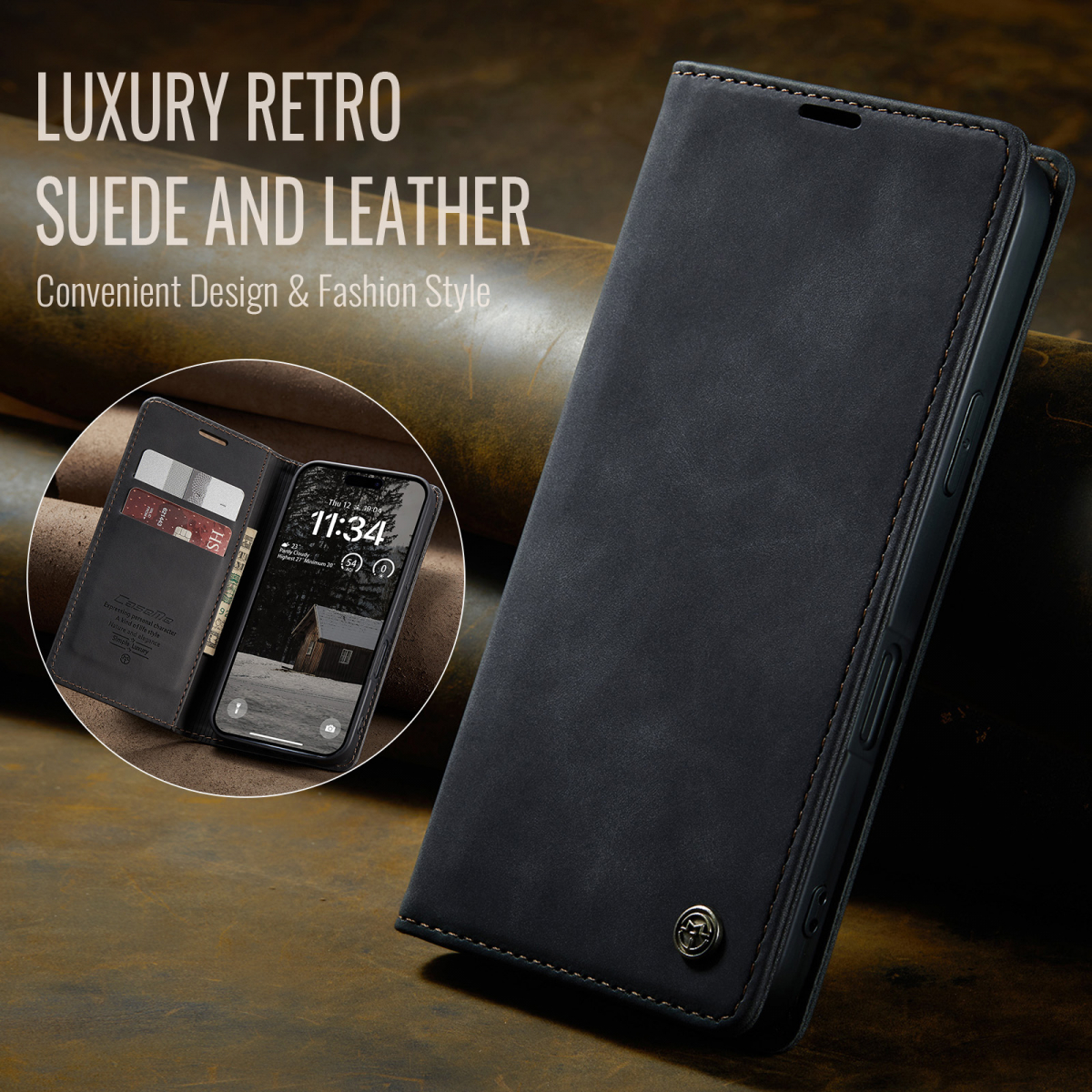 CaseMe plånboksfodral, iPhone 17 Air, svart