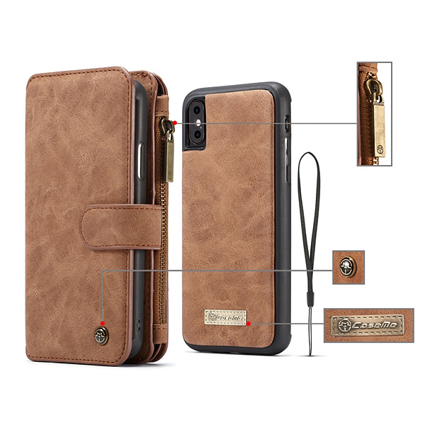 CaseMe plånboksfodral, iPhone XS Max 6.5, brun