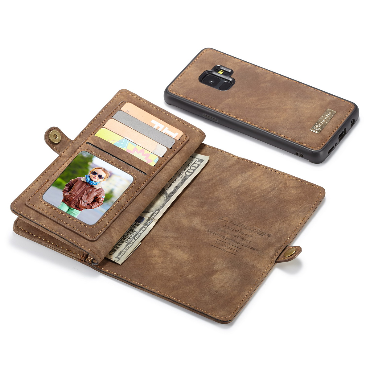 CaseMe plånboksfodral magnetskal, Samsung Galaxy S9, brun