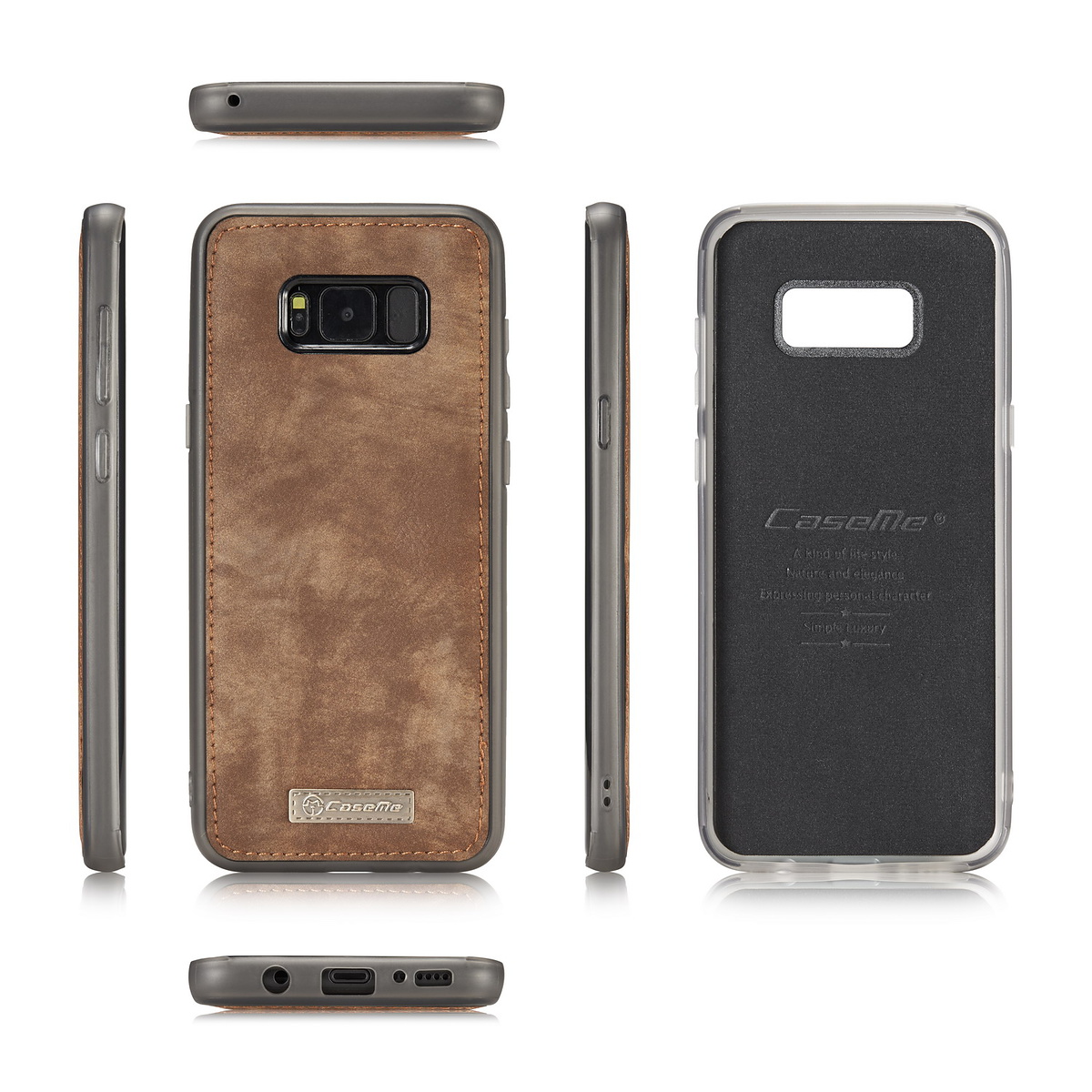 CaseMe plånboksfodral med magnetskal, Samsung Galaxy S8, brun