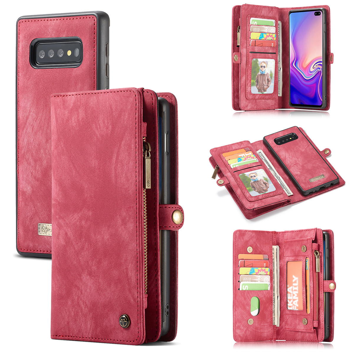 CaseMe plånboksfodral med magnetskal, Samsung Galaxy S10, röd