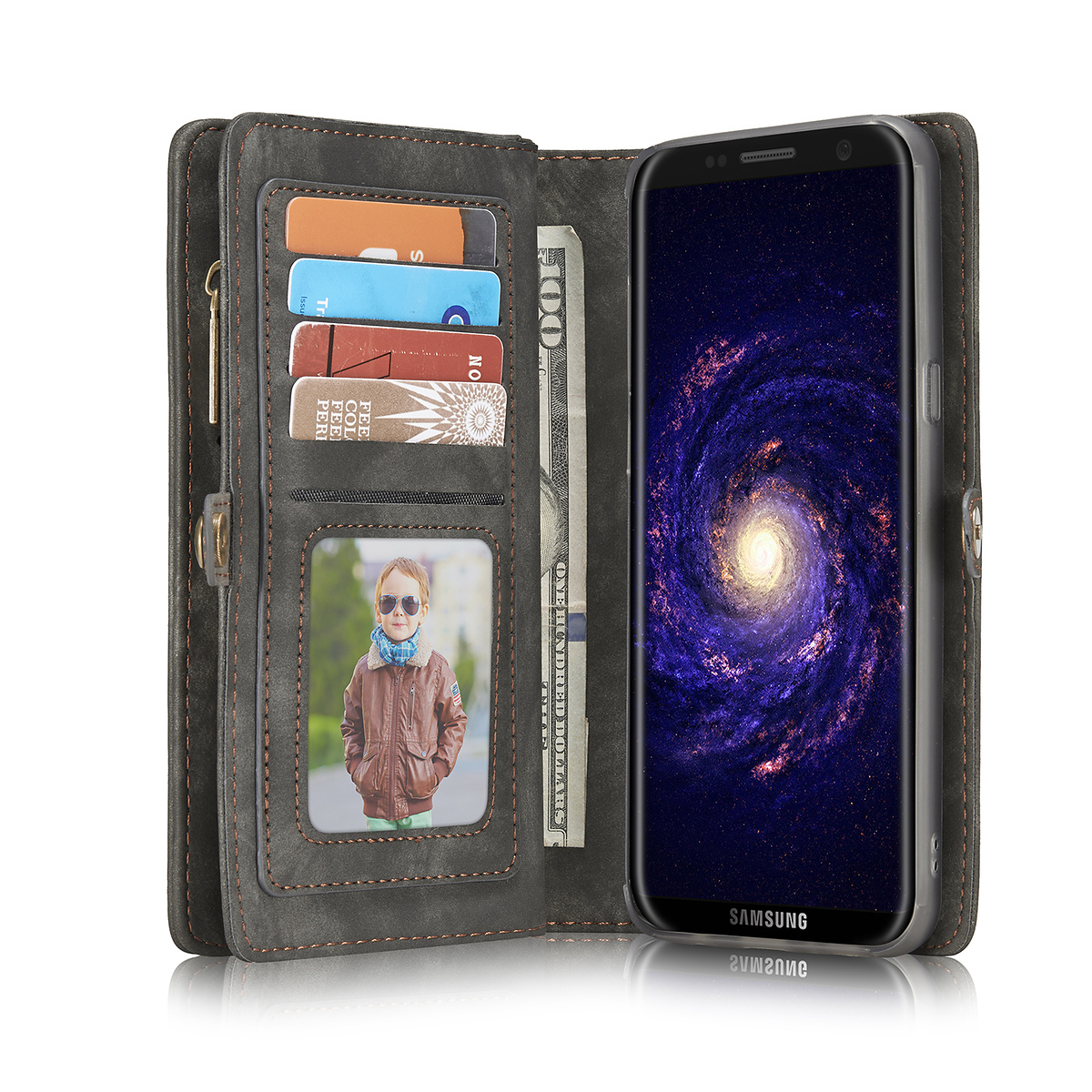 CaseMe plånboksfodral med magnetskal, Samsung Galaxy S8, svart