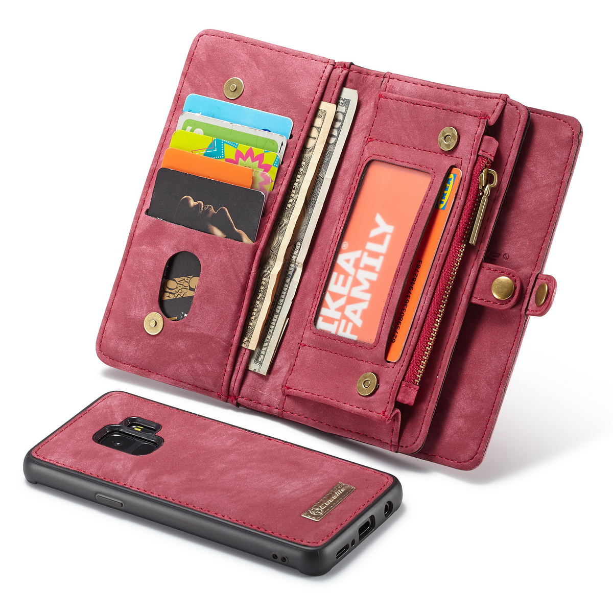 CaseMe plånboksfodral magnetskal, Samsung Galaxy S9, röd
